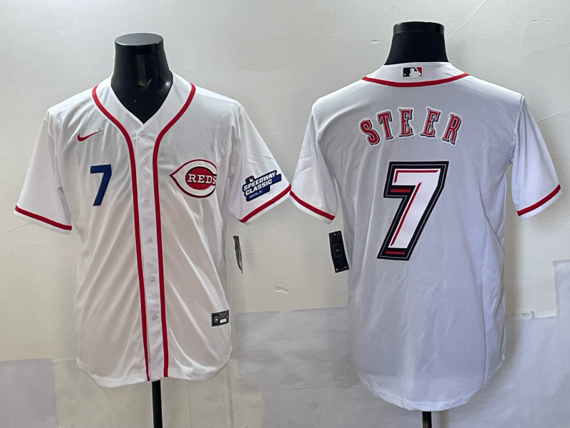 Men Cincinnati Reds #7 Steer white 2025 Nike MLB Jersey 002->cincinnati reds->MLB Jersey